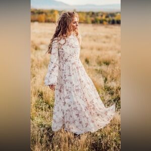 JessaKae Aurora White and Pink Maxi Dress 2X